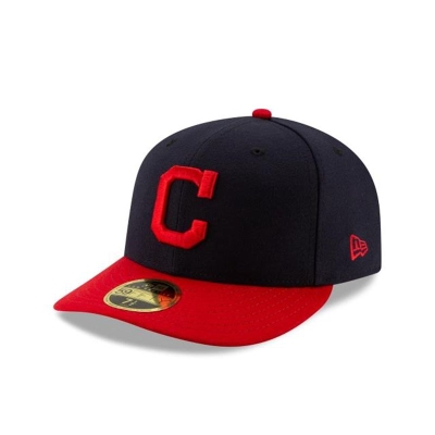 Blue Cleveland Indians Hat - New Era MLB Authentic Collection Home Low Profile 59FIFTY Fitted Caps USA4315267